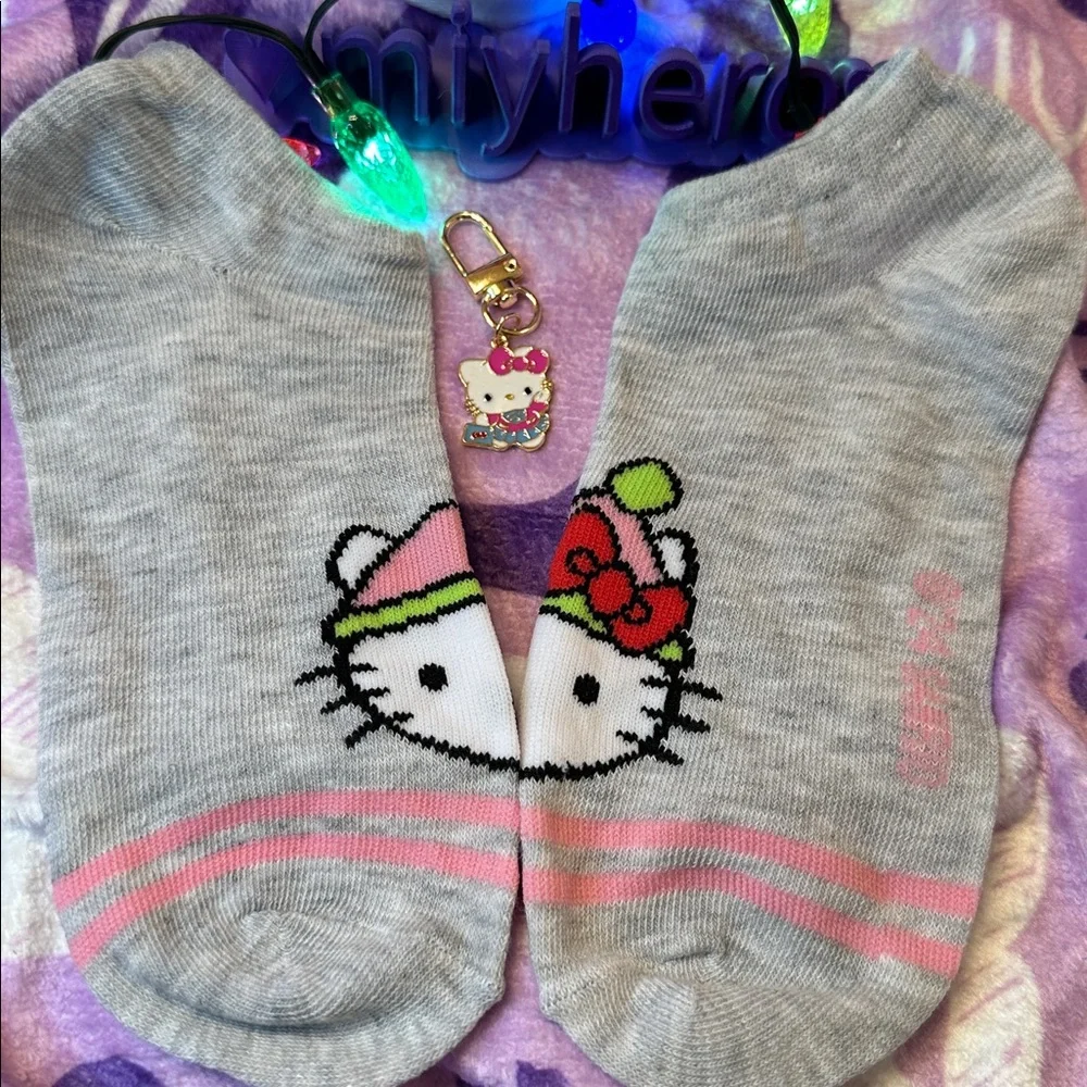 Hello Kitty Crew socks and Bag Charm